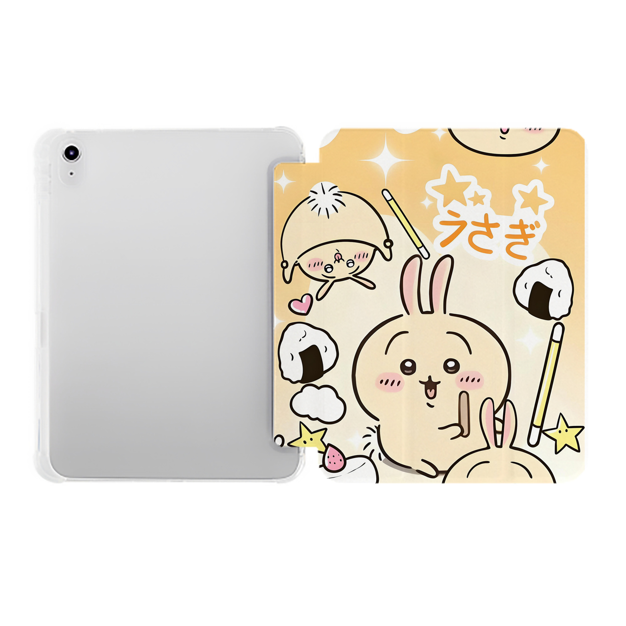 （画像用） ちいかわ Chii-kawa IPad ケース ペン収納付き 三つ折りスタンド PUレザー×シリコン 対応機種9.5/10.5/10.9インチ